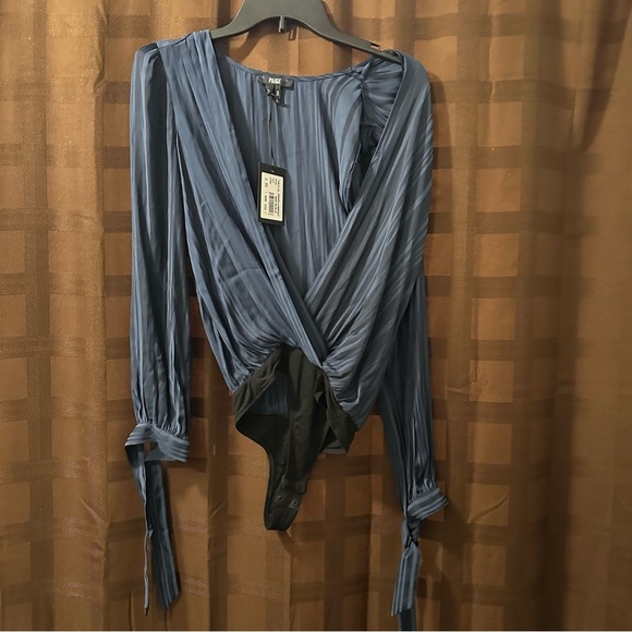 NWT PAIGE Donatella Thong Bodysuit in Dark Ink Blue reg $199 size XXS - Picture 5 of 9